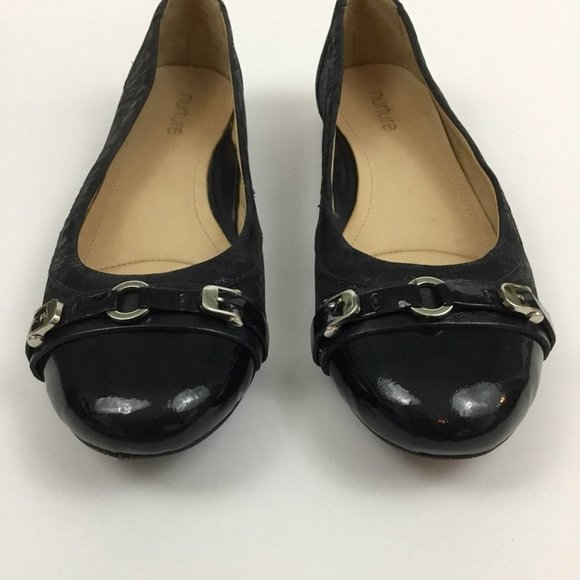 Nurture Myriam Black Leather Ballet Flats Buckle Hardware Balletcore Women’s 6.5 - Picture 3 of 7